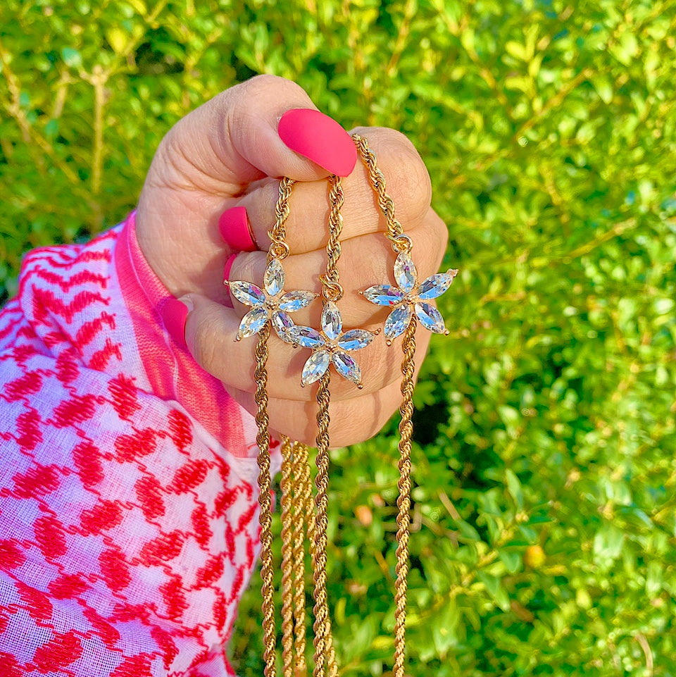 FLORA. Crystal Flower Pendant Necklace