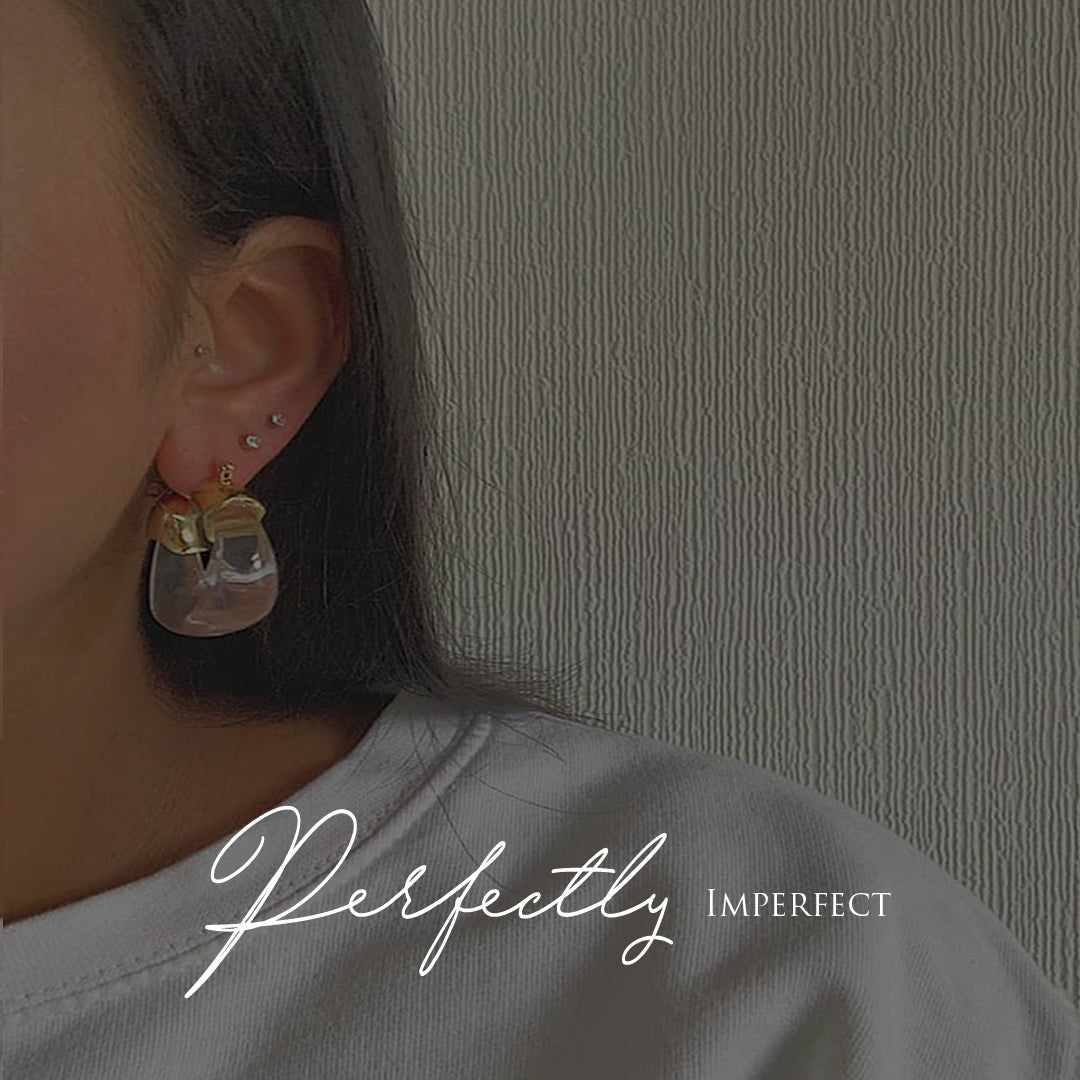 LIXUE. Clear White Statement Earrings IMPERFECT