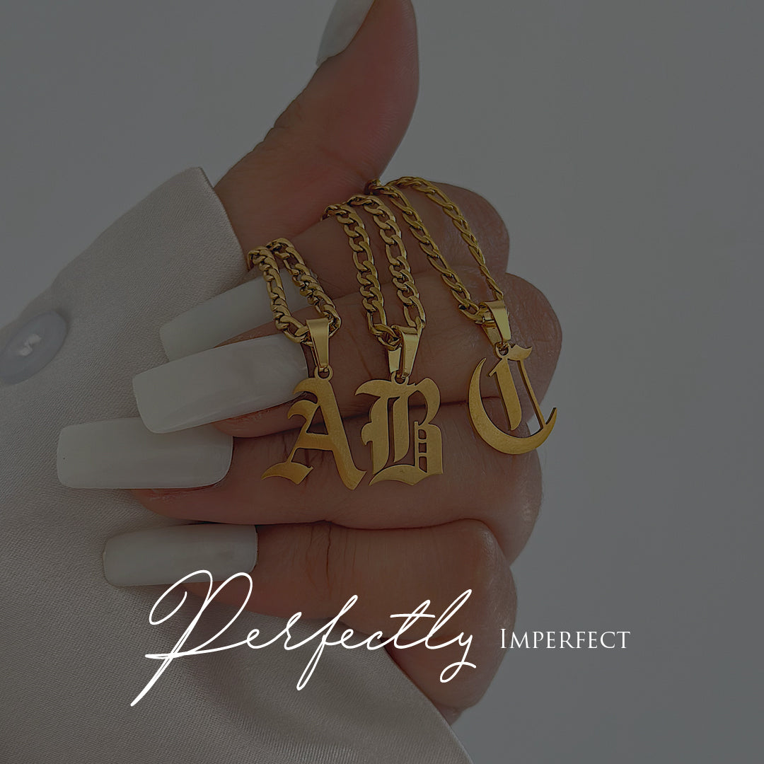 ICON. Gothic Initial Necklace IMPERFECT