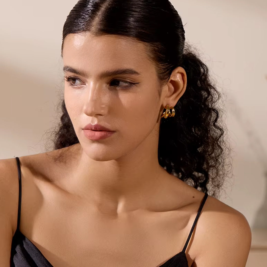 RAPTURE. Gold Wrap Cuff Hoop Earrings