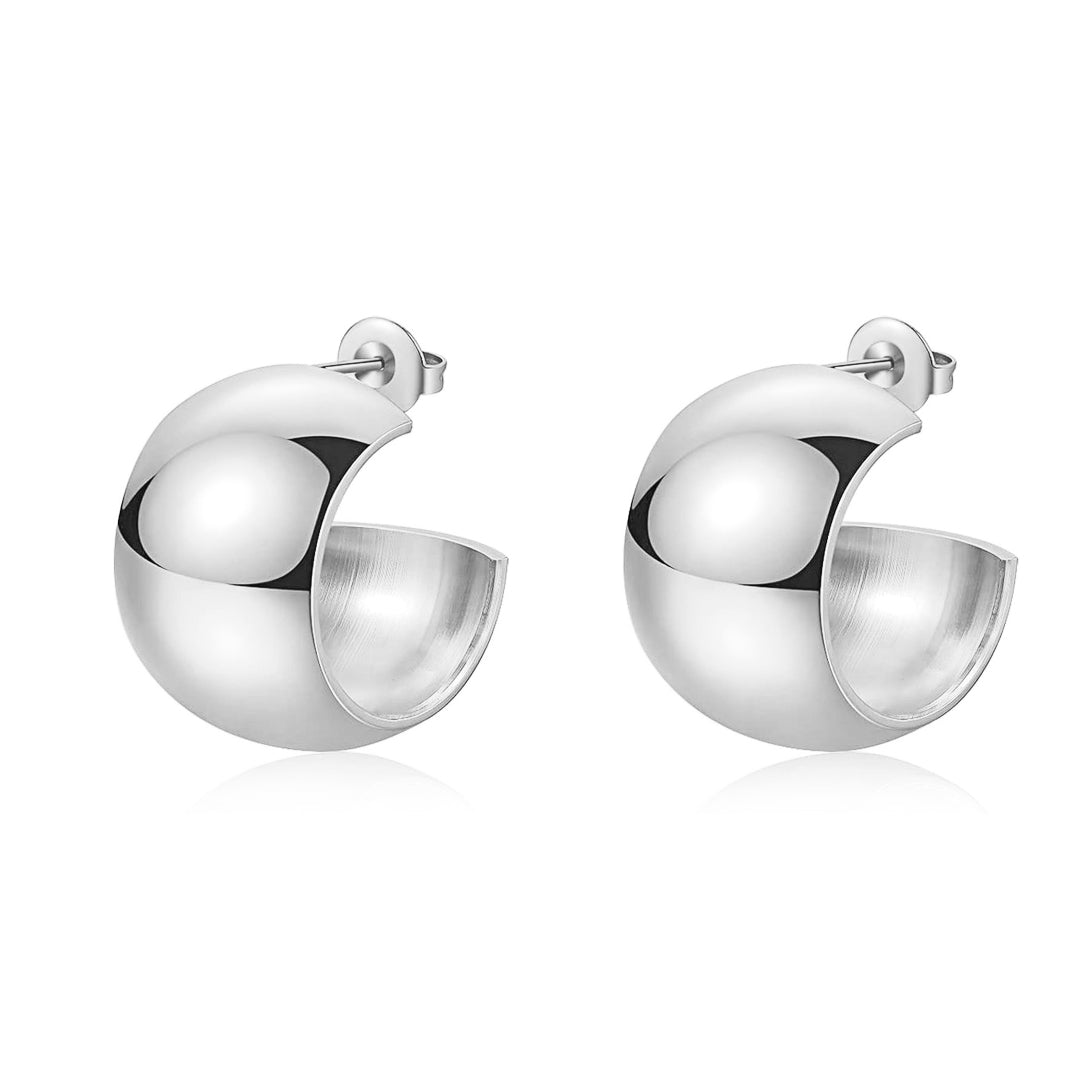 RYDER. Silver Wide Hoop Earrings