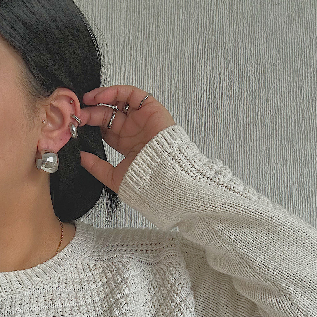 RYDER. Silver Wide Hoop Earrings