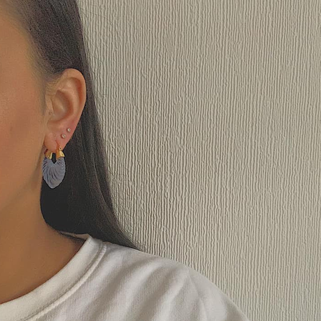 SEPHER. Pastel Blue Shell Earrings