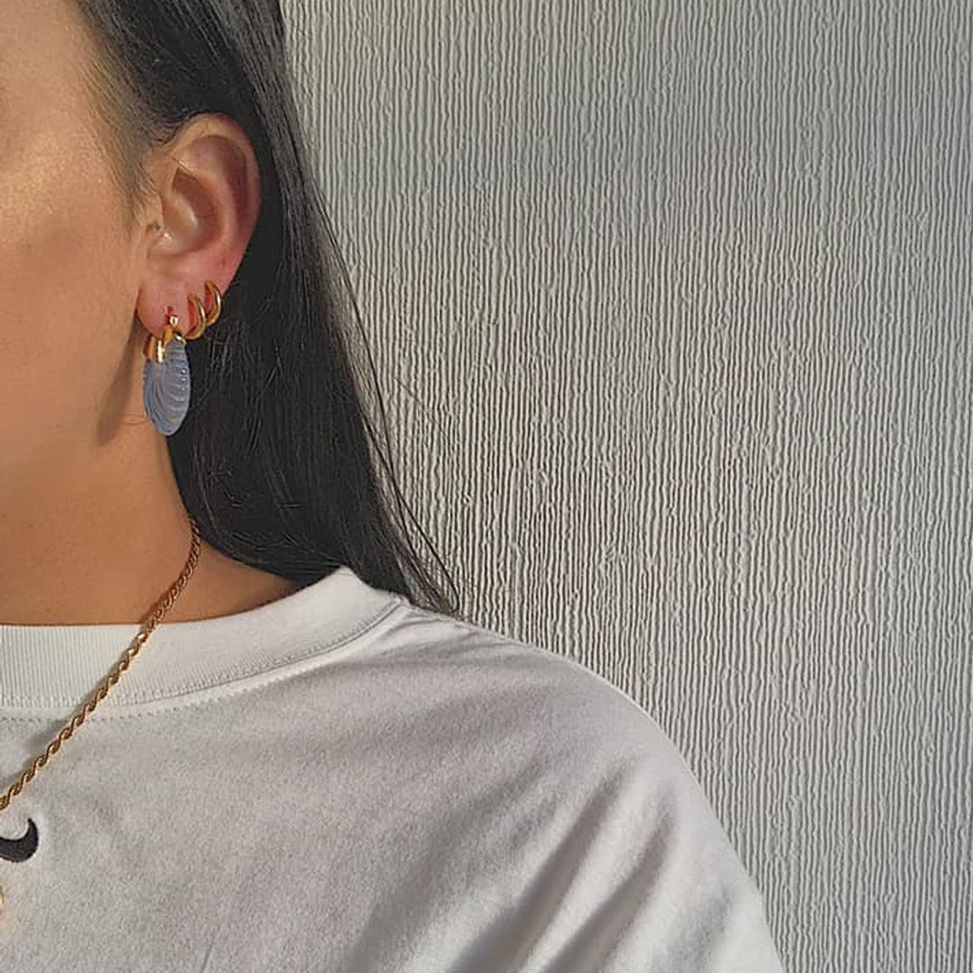SEPHER. Pastel Blue Shell Earrings
