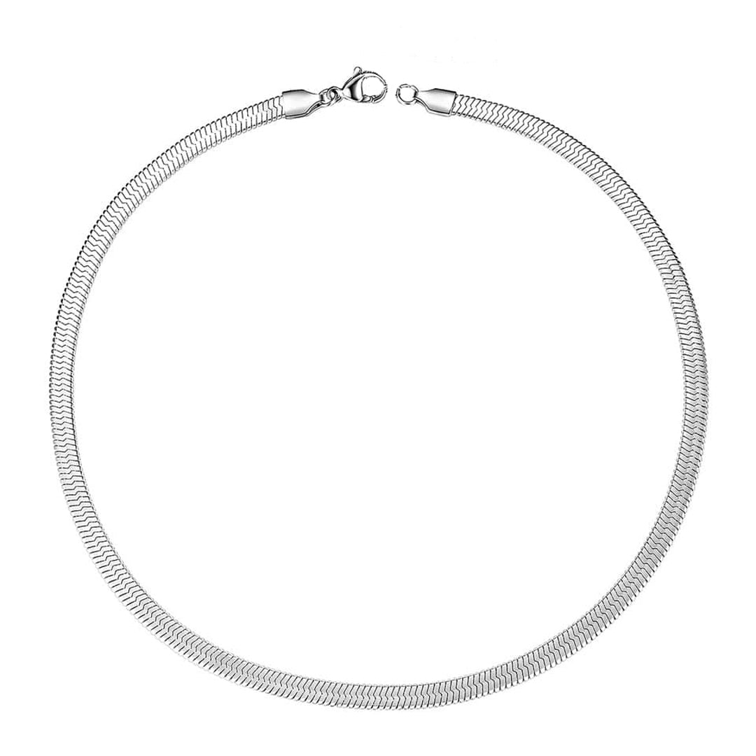 SERPENTINE ARGENT. Silver Snake Chain Necklace
