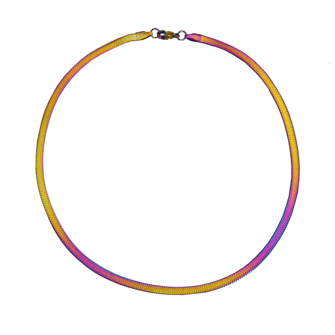 SERPENTINE CIRCUS. Rainbow Snake Chain Necklace