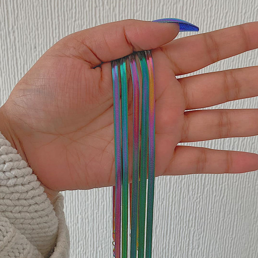 SERPENTINE RHYTHM. Rainbow Snake Chain Necklace IMPERFECT