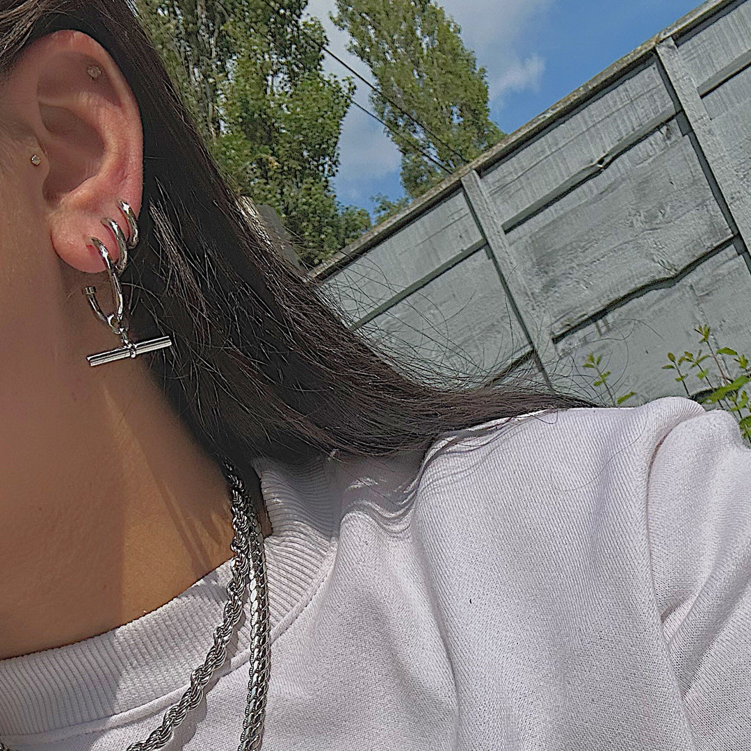 DAWN. 3 Piece Silver Small Hoop Earring Set