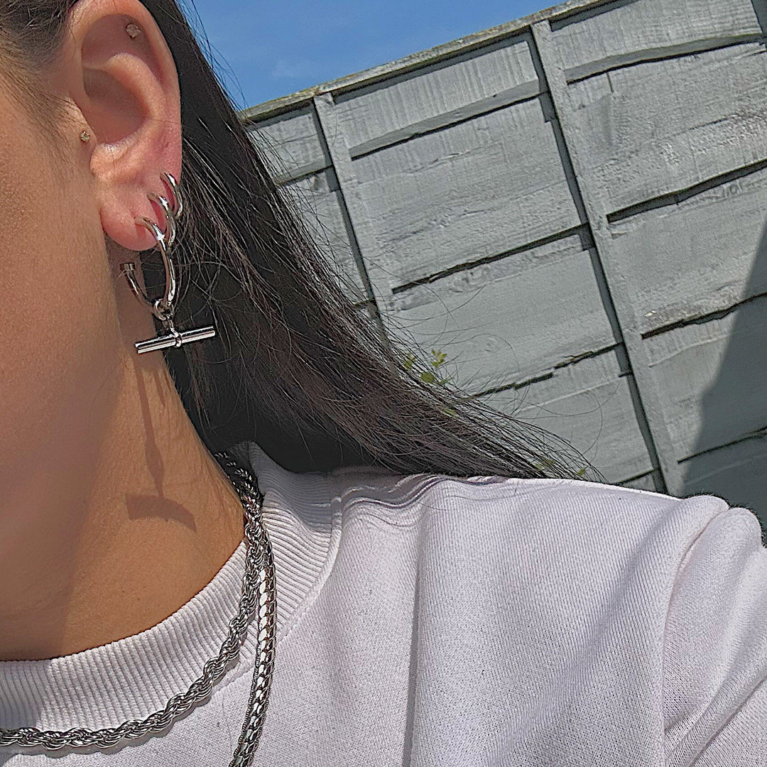 DAWN. 3 Piece Silver Small Hoop Earring Set