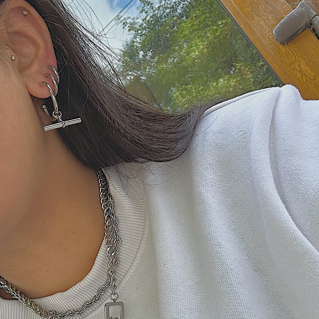 DAWN. 3 Piece Silver Small Hoop Earring Set