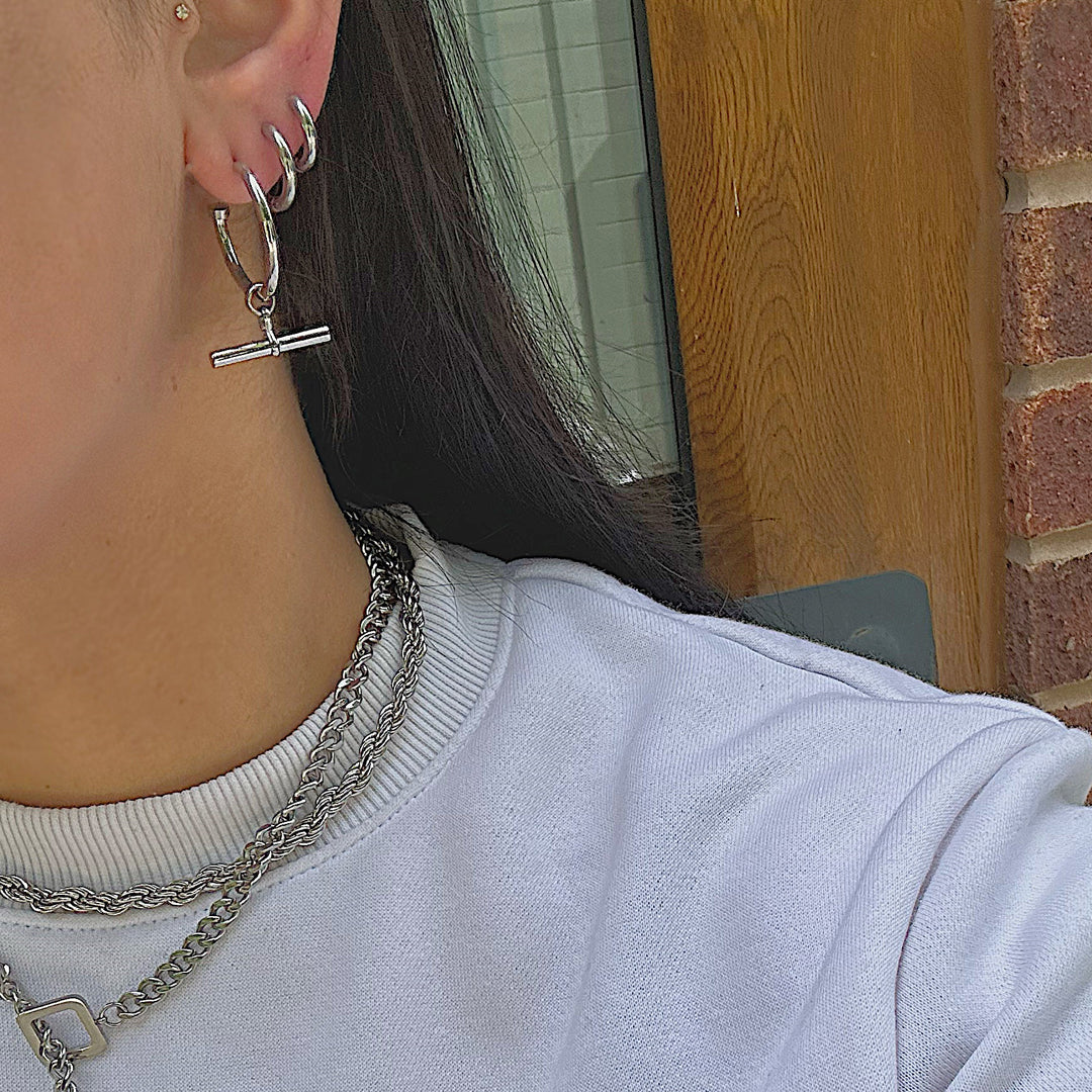 DAWN. 3 Piece Silver Small Hoop Earring Set