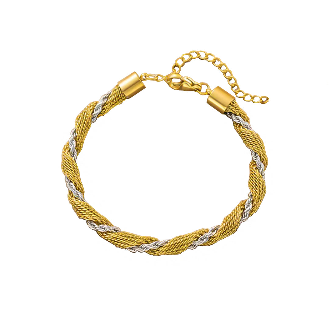 SOVEREIGN. Gold Silver Two Tone Mesh Bracelet