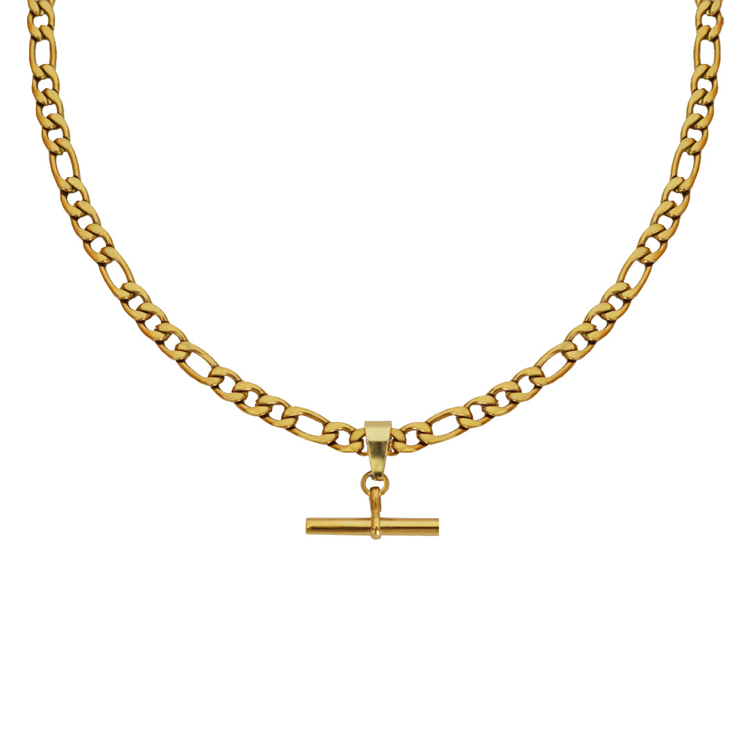 TITAN. Gold T Bar Necklace