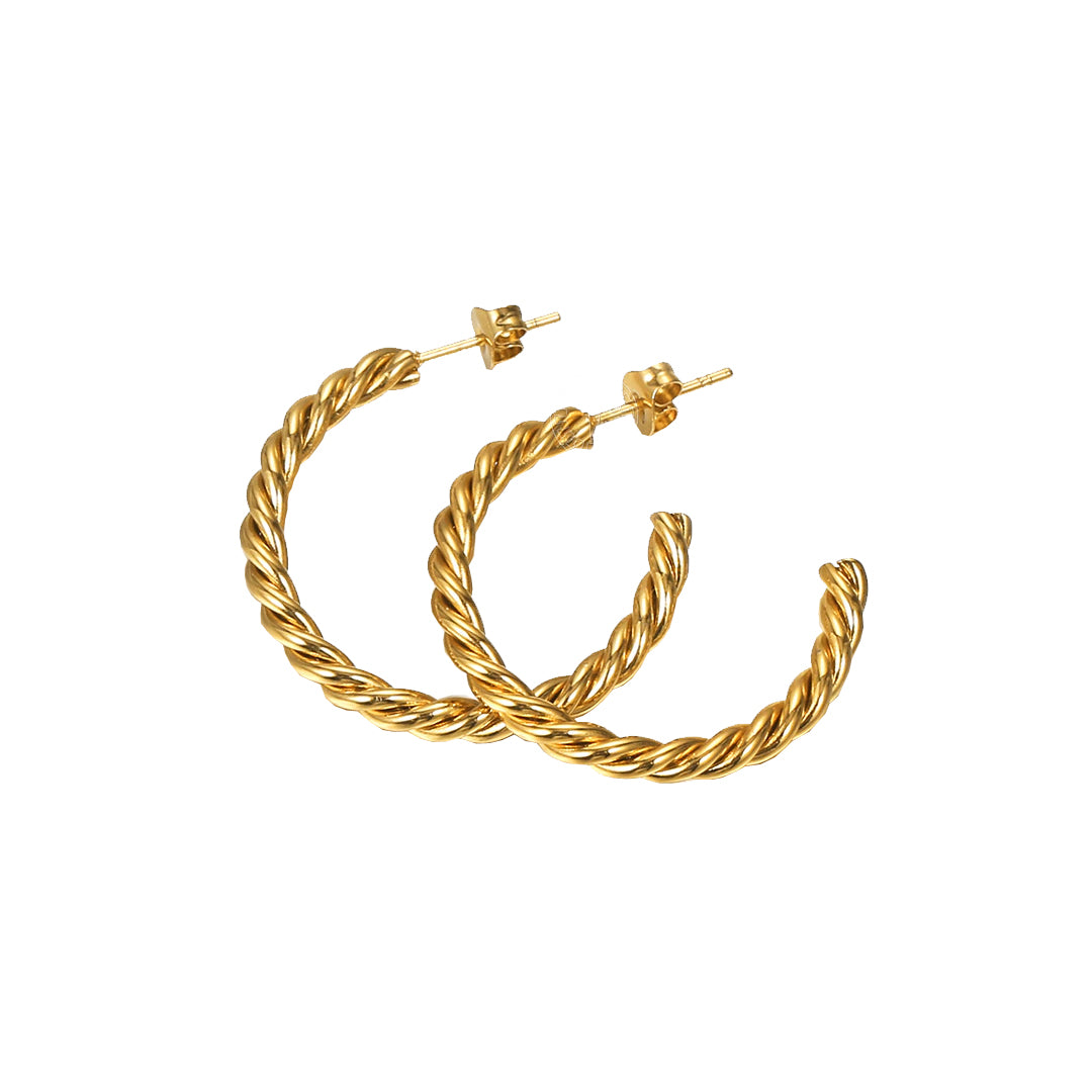 TRESSER. Gold Twist Hoop Earrings