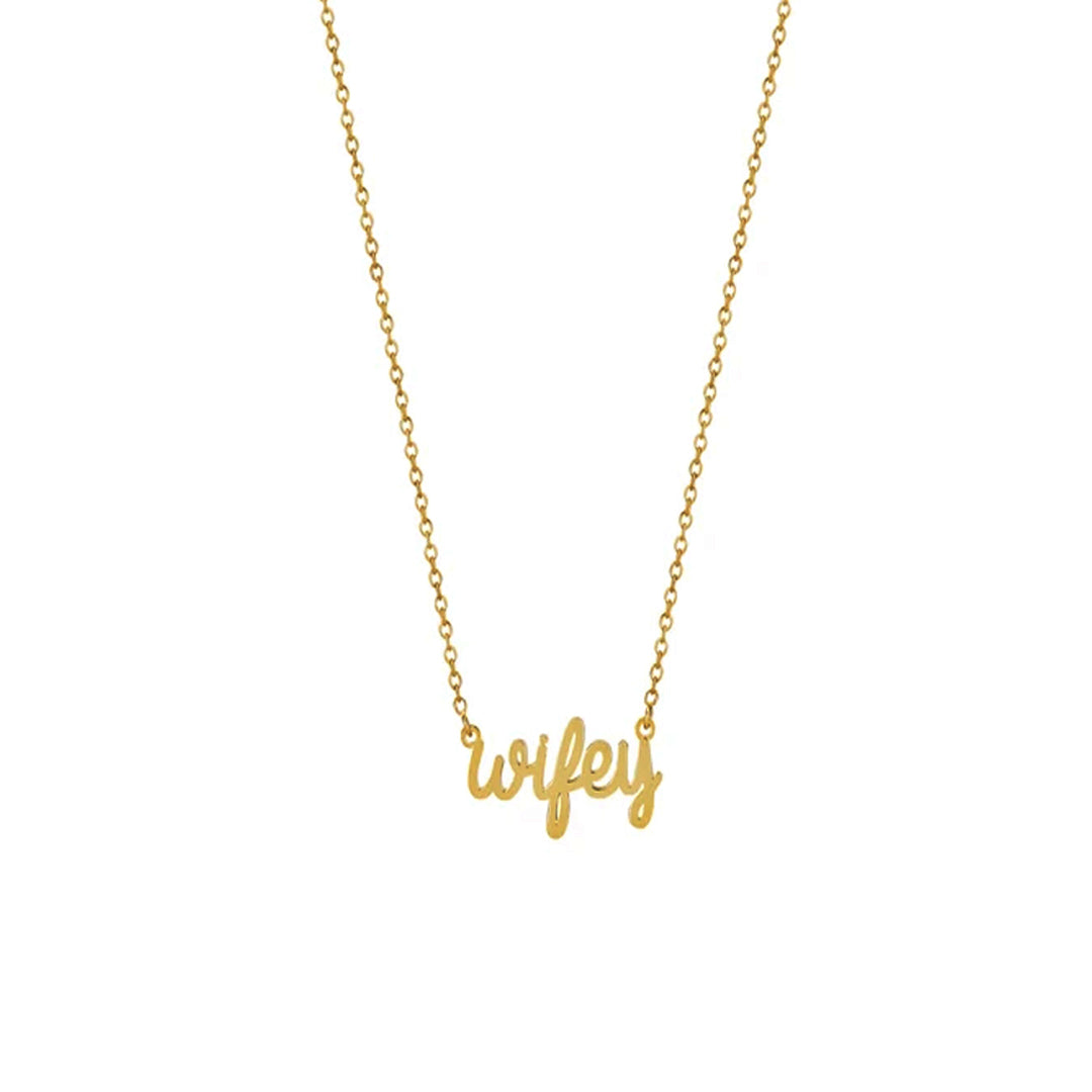 WIFEY. Dainty Gold Script Necklace IMPERFECT
