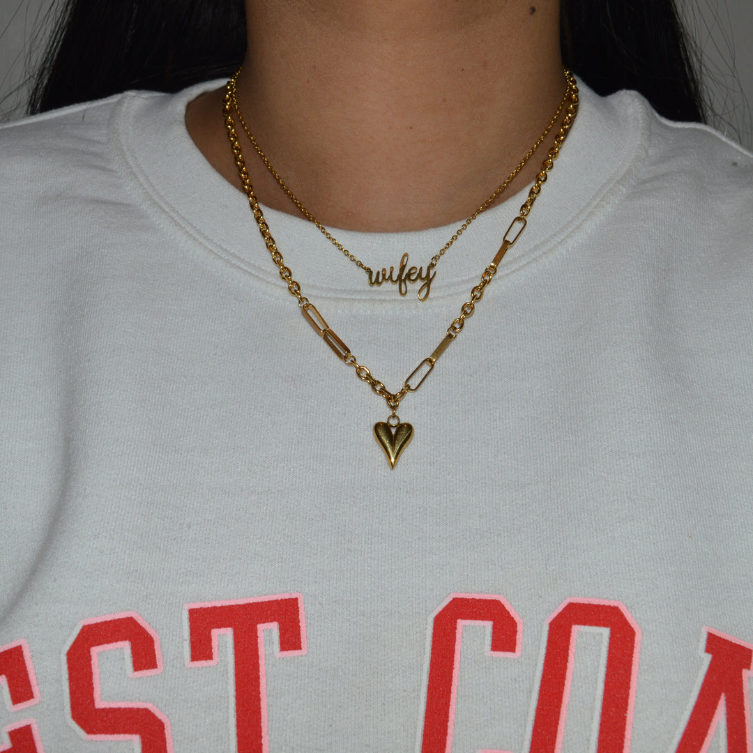 WIFEY. Dainty Gold Script Necklace IMPERFECT