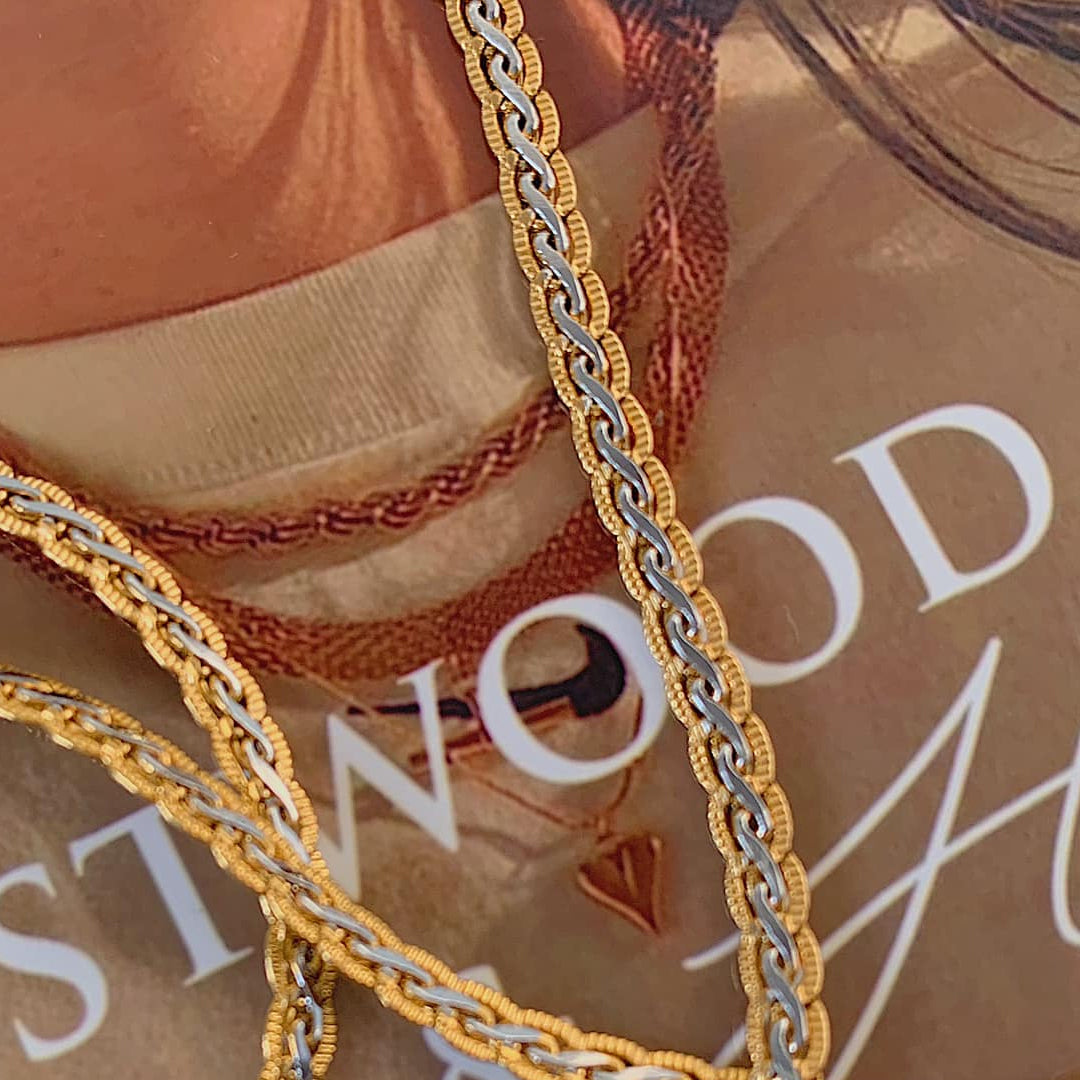 ECLAT. Gold and Silver Two Tone Braided Snake Chain Necklace