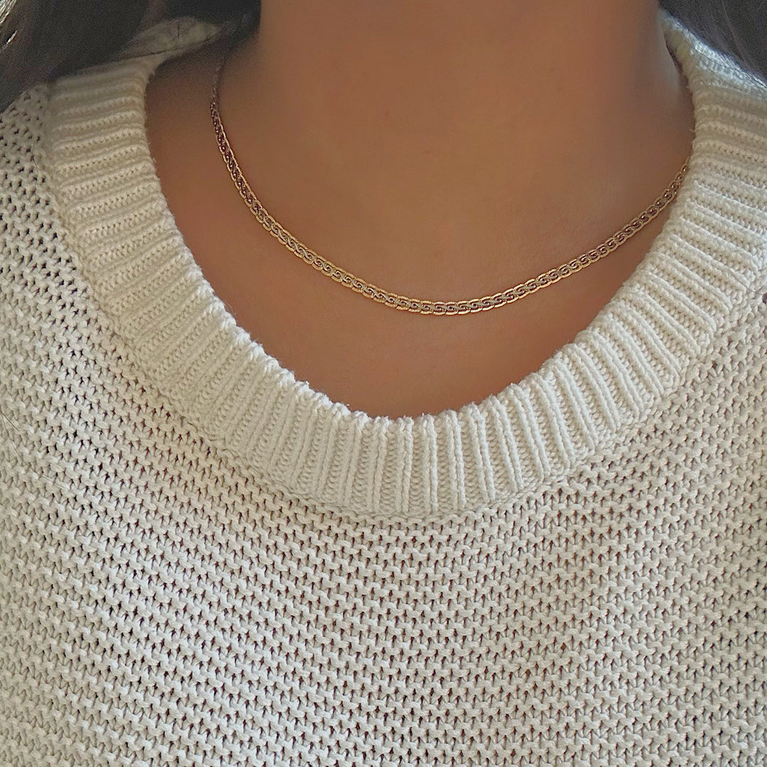 ECLAT. Gold and Silver Two Tone Braided Snake Chain Necklace
