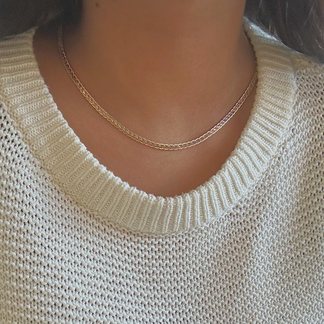 ECLAT. Gold and Silver Two Tone Braided Snake Chain Necklace