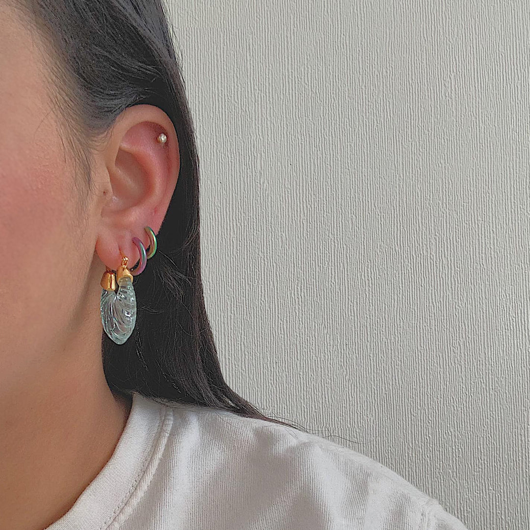 SAGE. Pastel Green Shell Earrings