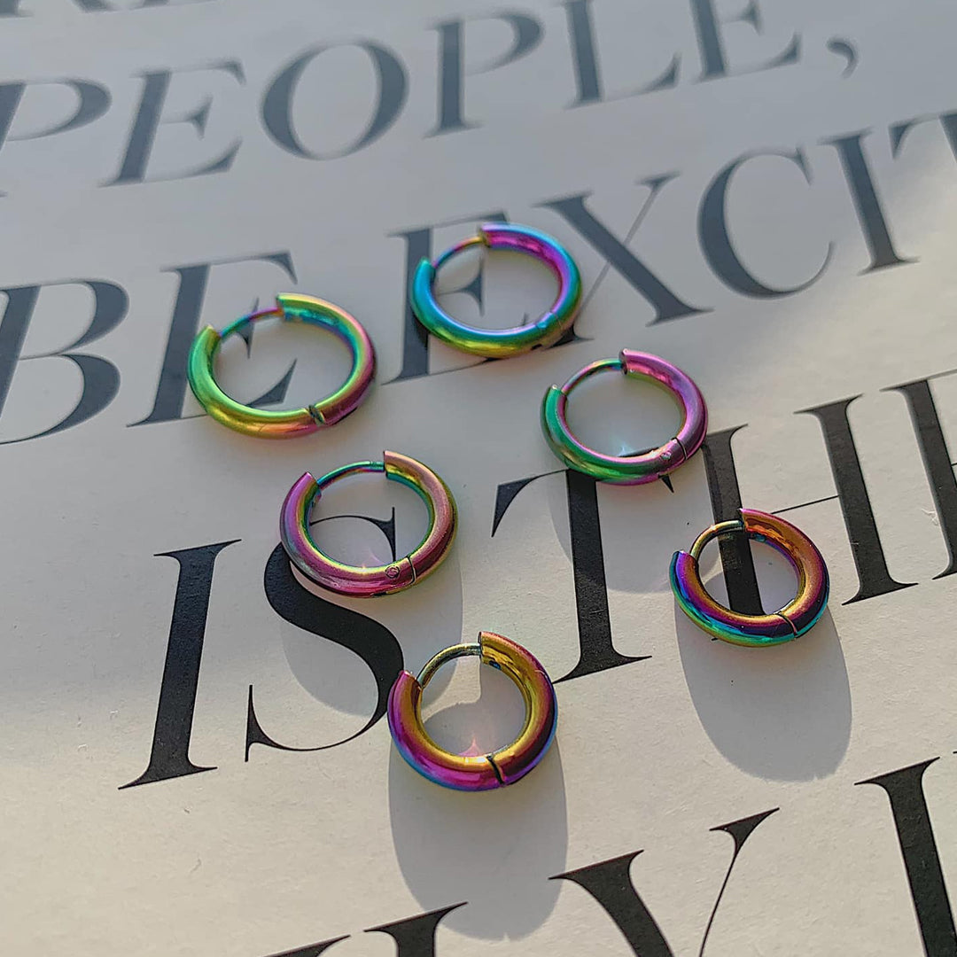 TWILIGHT. 3 Piece Rainbow Small Hoop Earring Set