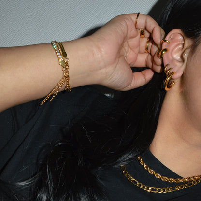 A LA MODE. Gold Chunky Cuff Earring Set
