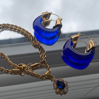 ADONIS. Cobalt Blue Statement Earrings IMPERFECT