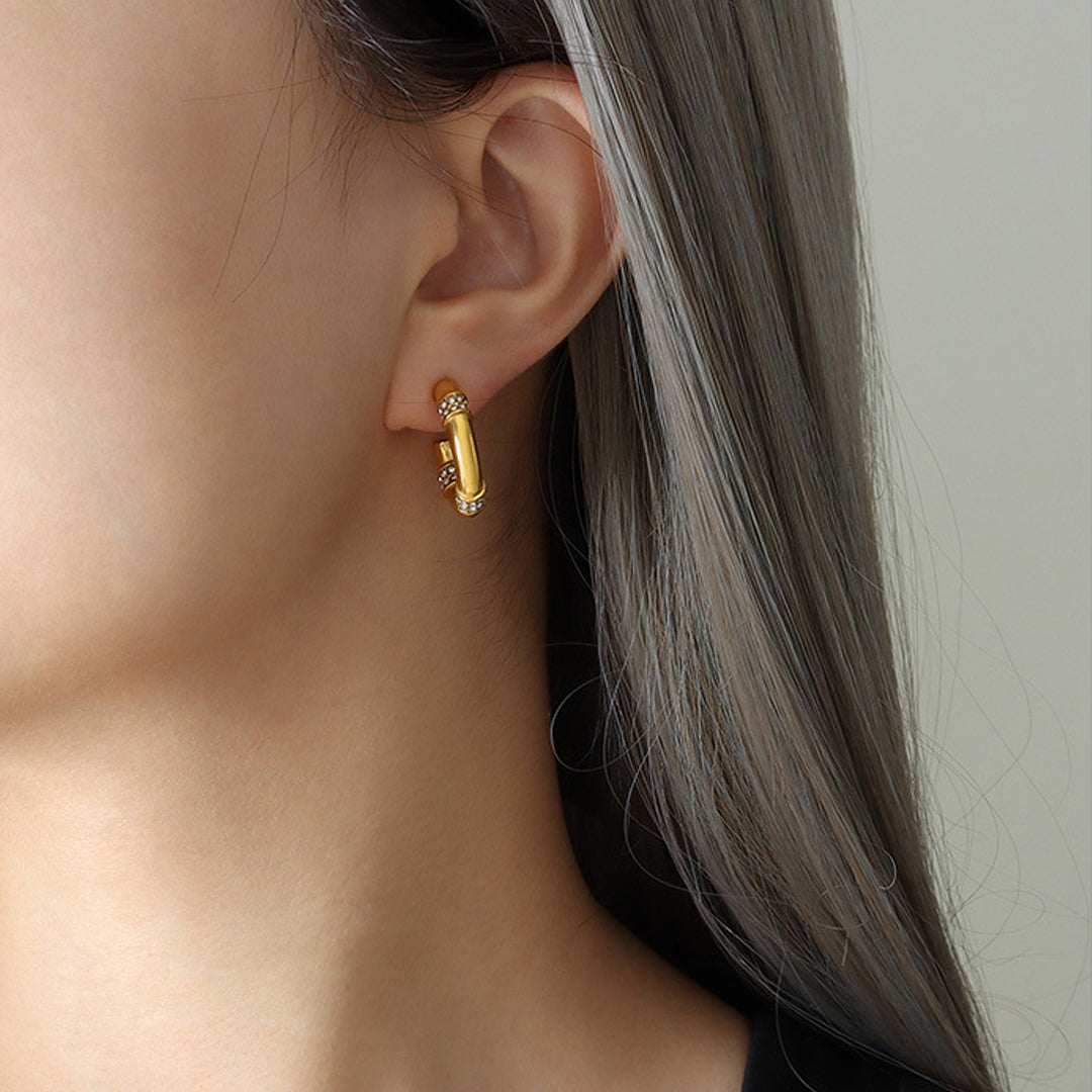 ALCHEMY. Gold Crystal Hoop Earrings