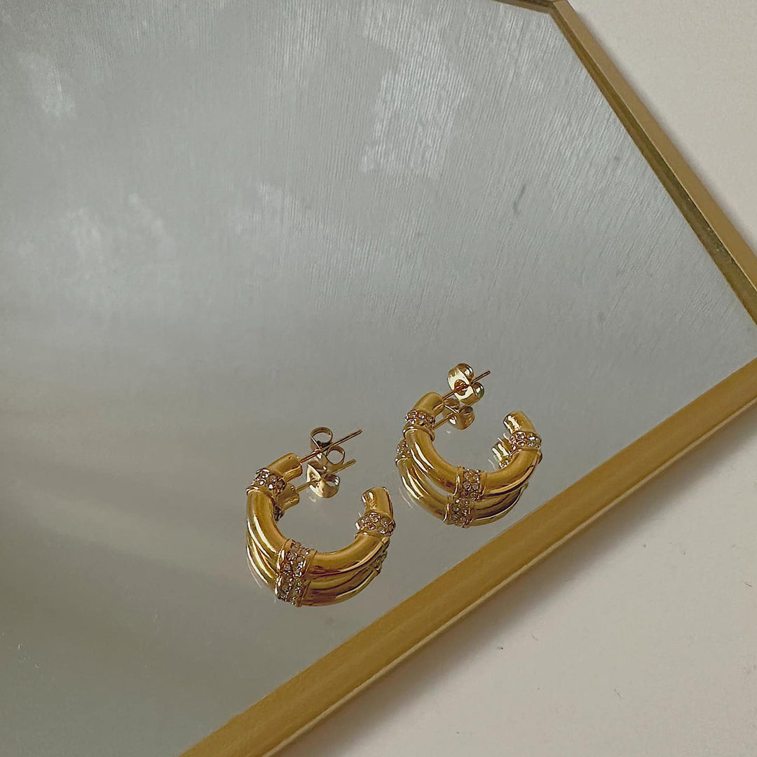 ALCHEMY. Gold Crystal Hoop Earrings