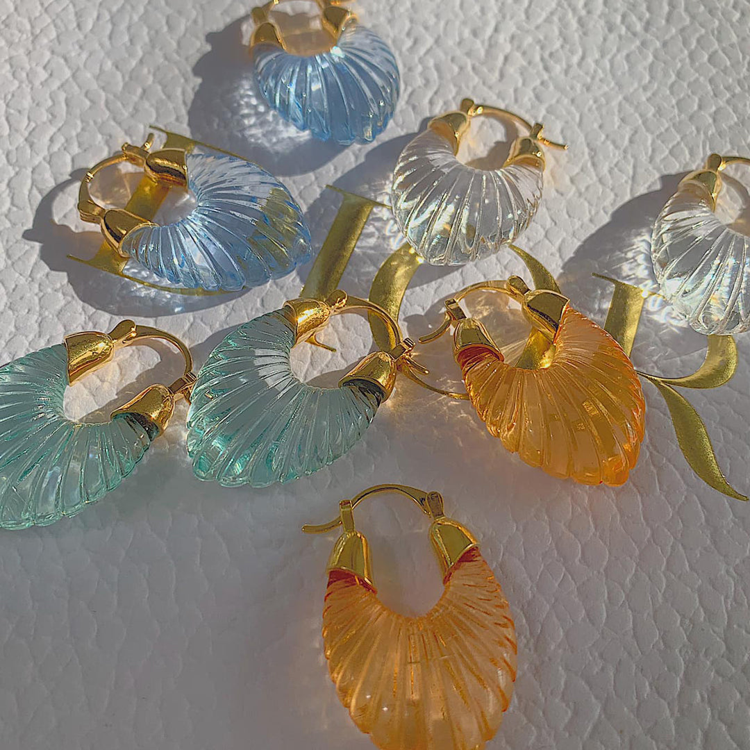 SEPHER. Pastel Blue Shell Earrings