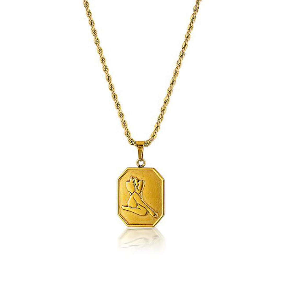 APHRODITE. Gold Woman's Body Pendant Necklace IMPERFECT