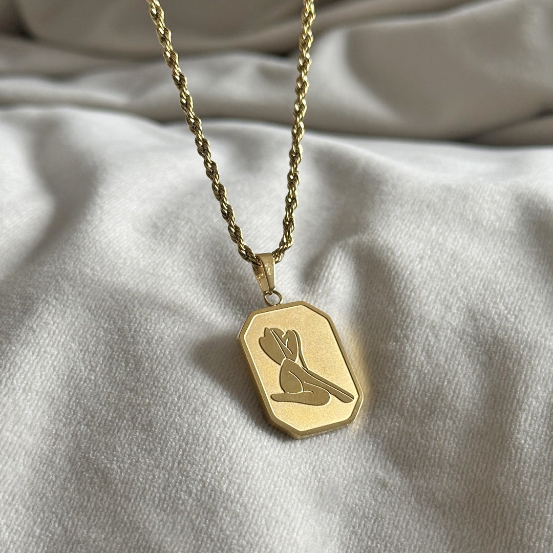 APHRODITE. Gold Woman's Body Pendant Necklace