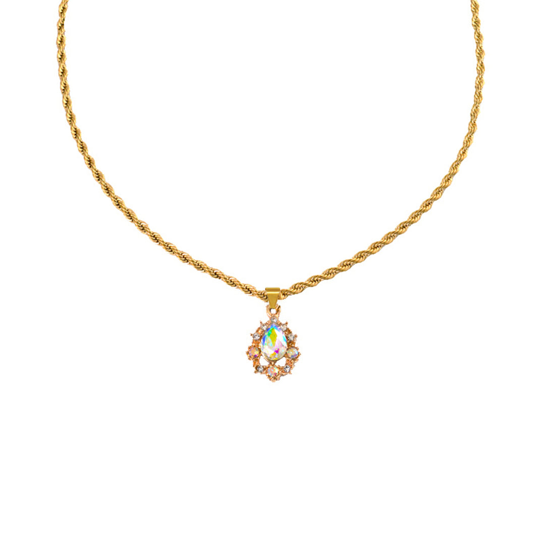 ARISTOCRAT. AB Crystal Teardrop Pendant Necklace