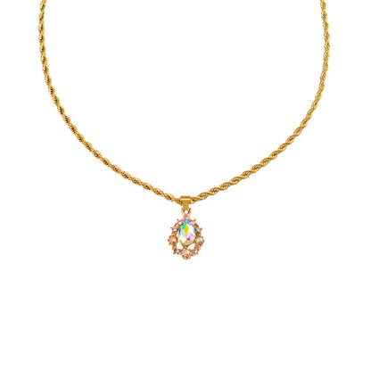 ARISTOCRAT. AB Crystal Teardrop Pendant Necklace