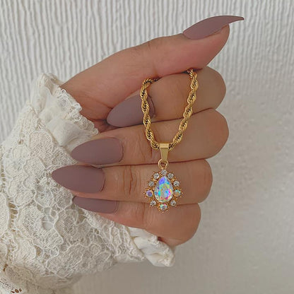 ARISTOCRAT. AB Crystal Teardrop Pendant Necklace