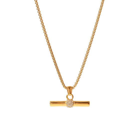 AURELIE. Crystal T Bar Necklace