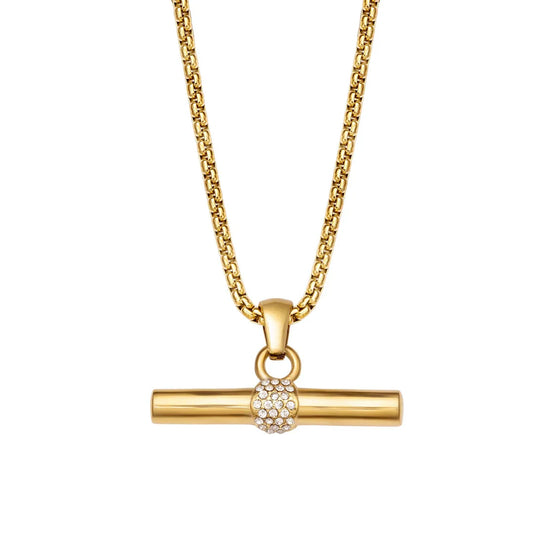 AURELIE. Crystal T Bar Necklace