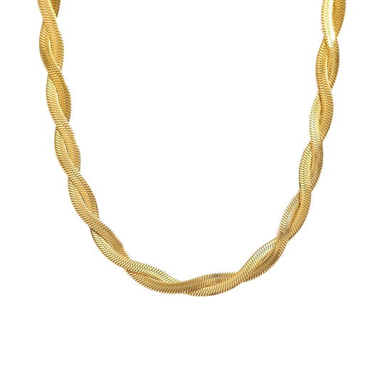 AURYN. Gold Twist Snake Chain Necklace