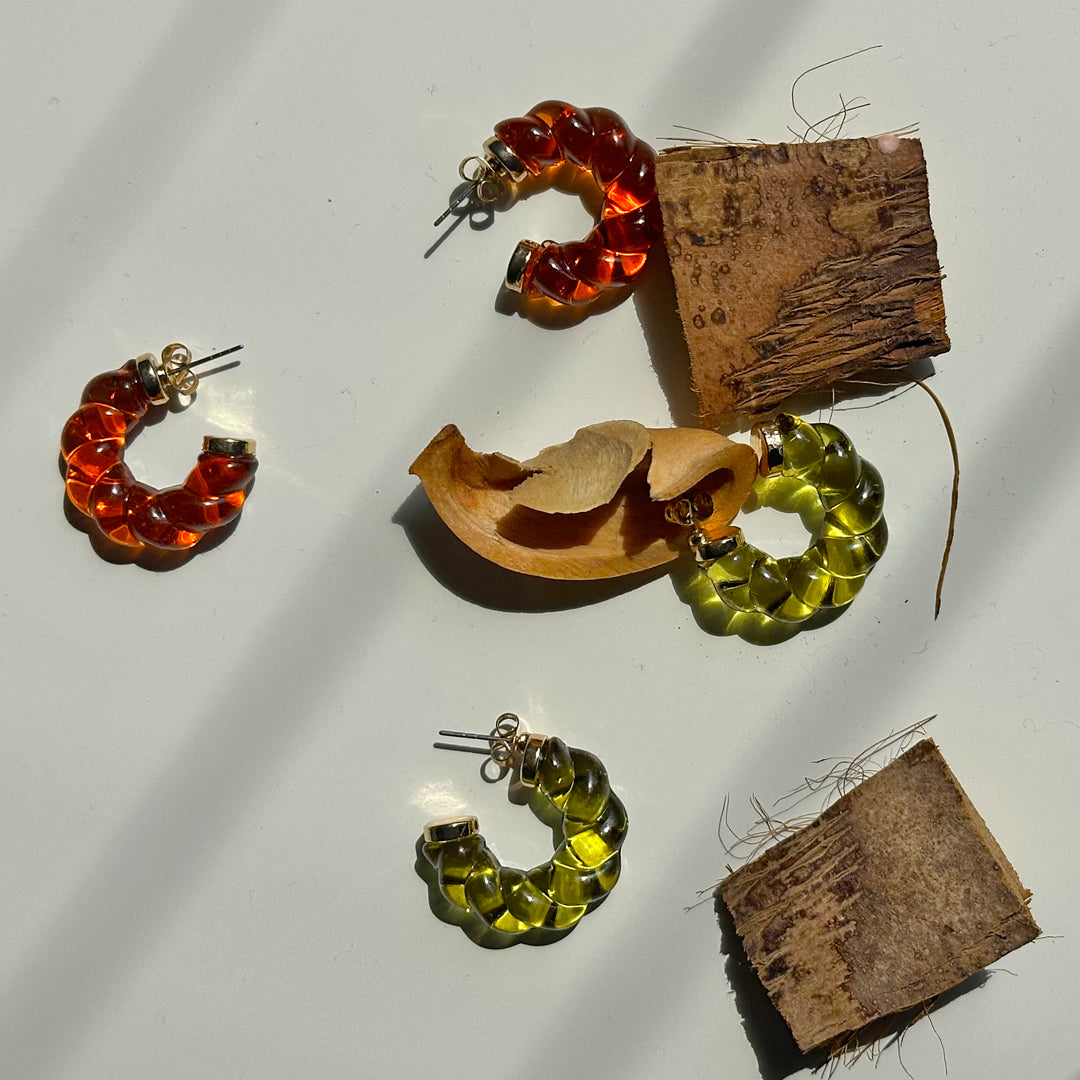 MOSS. Green Rope Twist Hoop Earrings