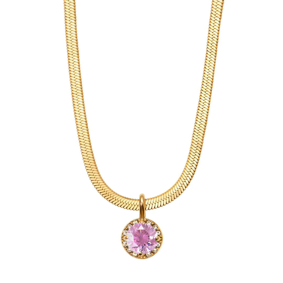BLOOM. Pink Crystal Snake Chain Necklace