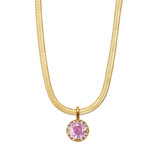 BLOOM. Pink Crystal Snake Chain Necklace