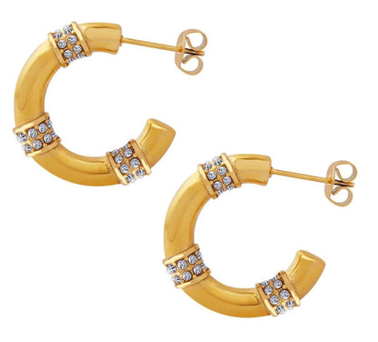 ALCHEMY. Gold Crystal Hoop Earrings