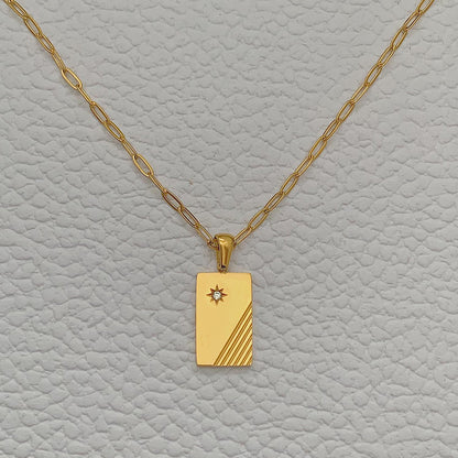 CARTER. Gold Crystal Tag Necklace IMPERFECT