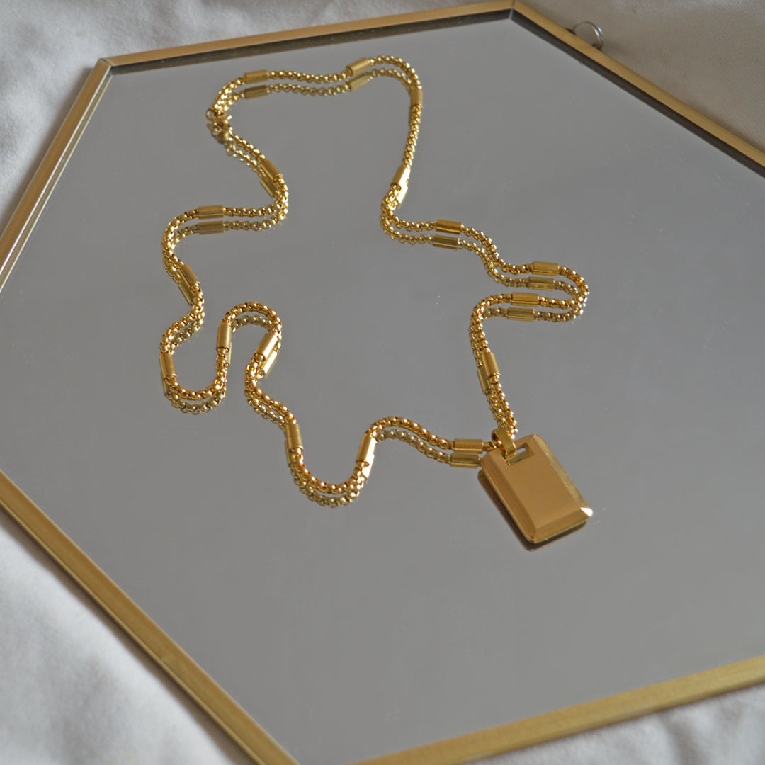 CATHEDRAL. Gold XL Statement ID Tag Necklace