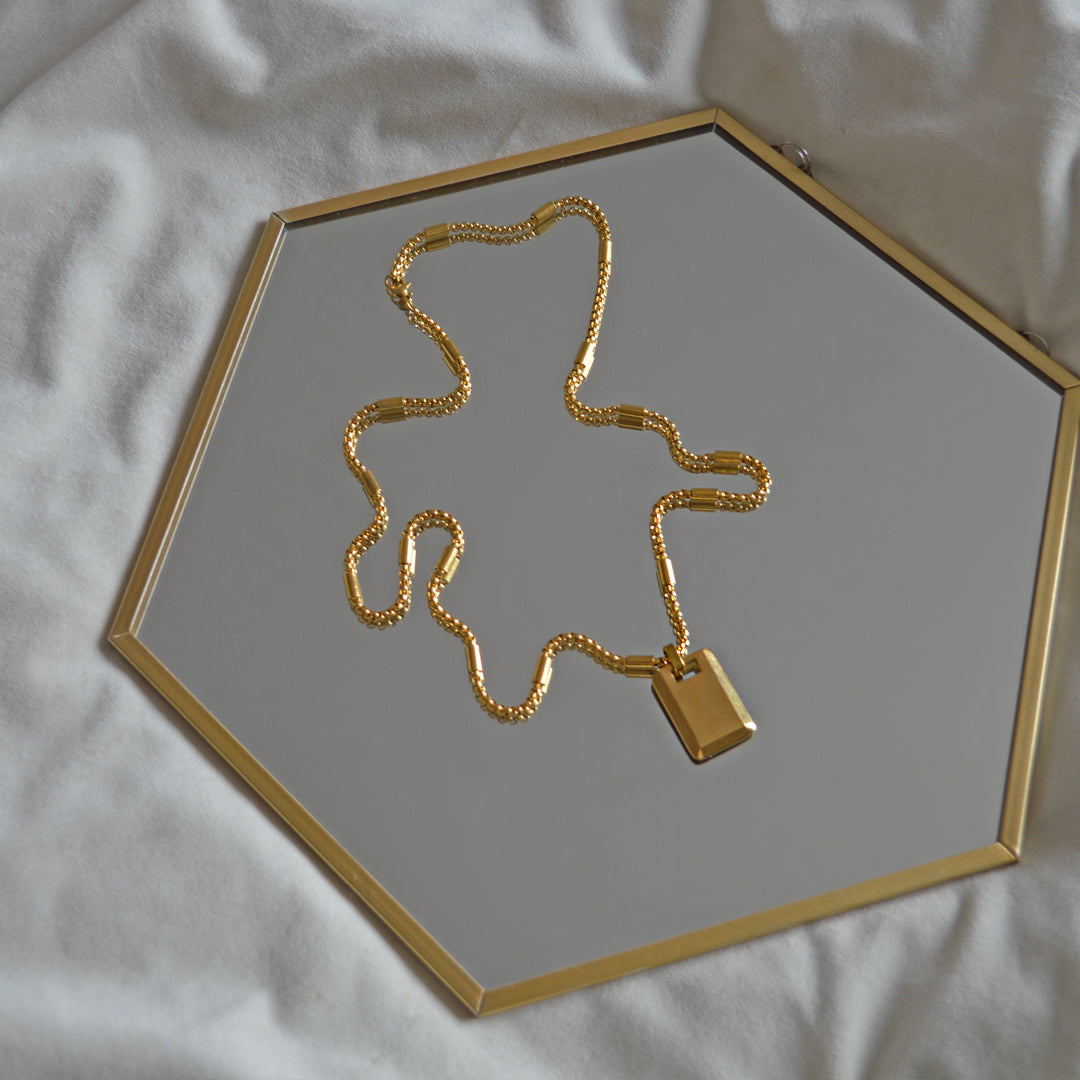 CATHEDRAL. Gold XL Statement ID Tag Necklace