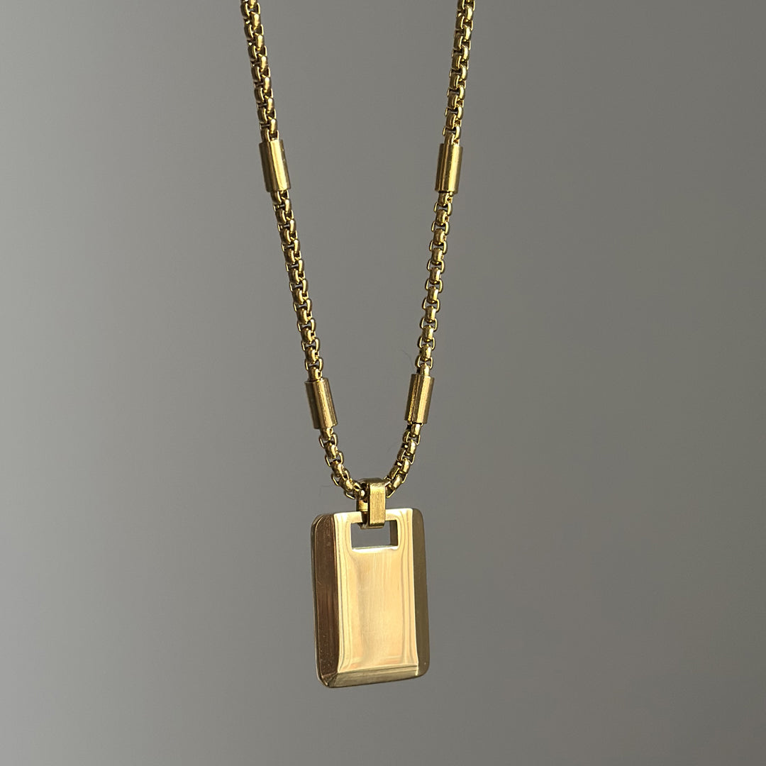 CATHEDRAL. Gold XL Statement ID Tag Necklace