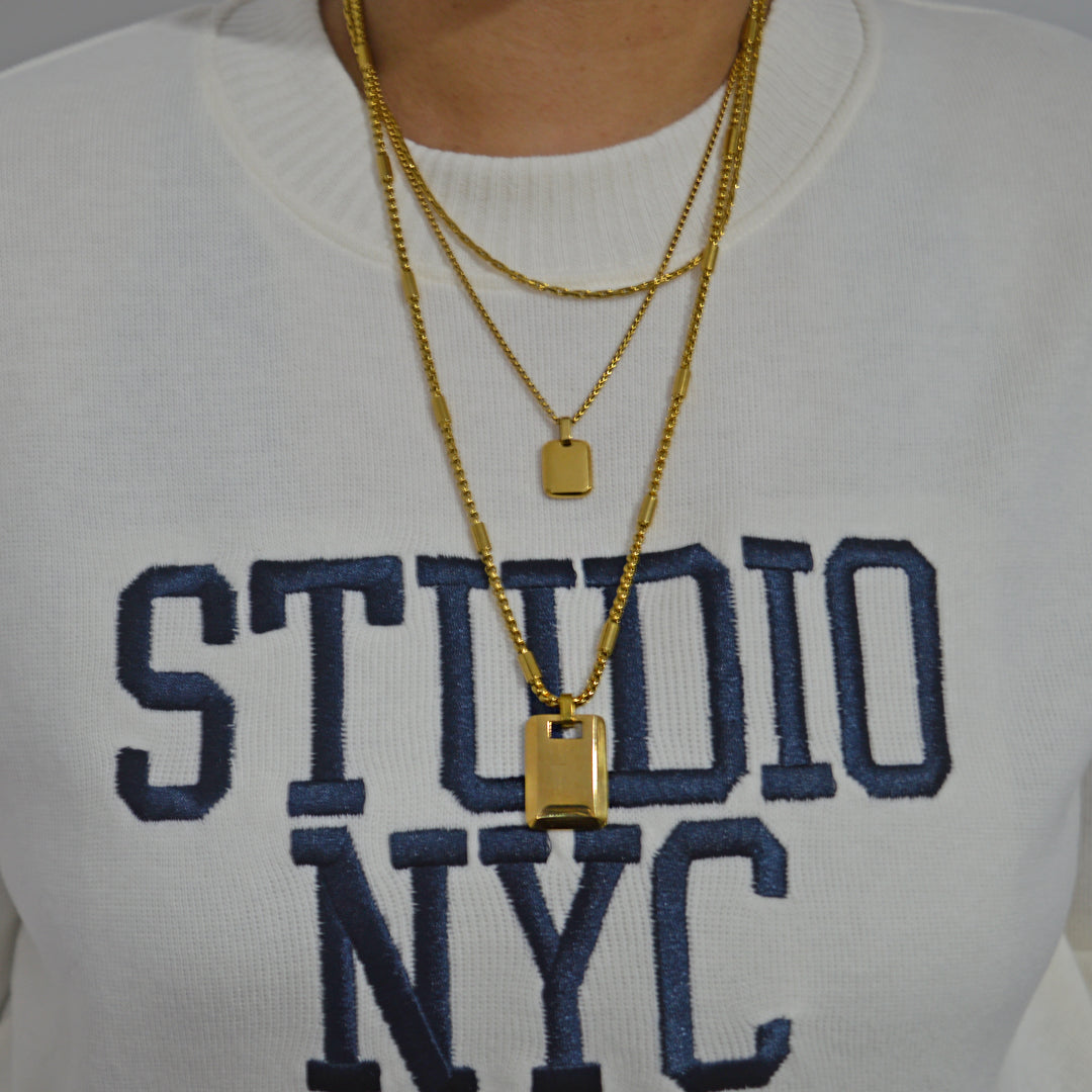 CATHEDRAL. Gold XL Statement ID Tag Necklace