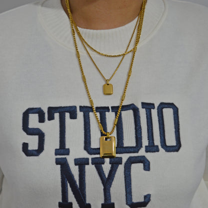 CATHEDRAL. Gold XL Statement ID Tag Necklace