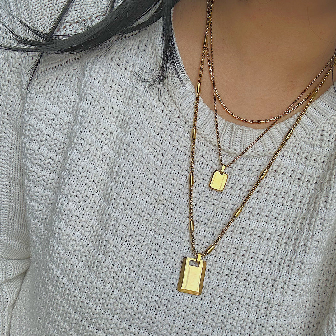 CATHEDRAL. Gold XL Statement ID Tag Necklace
