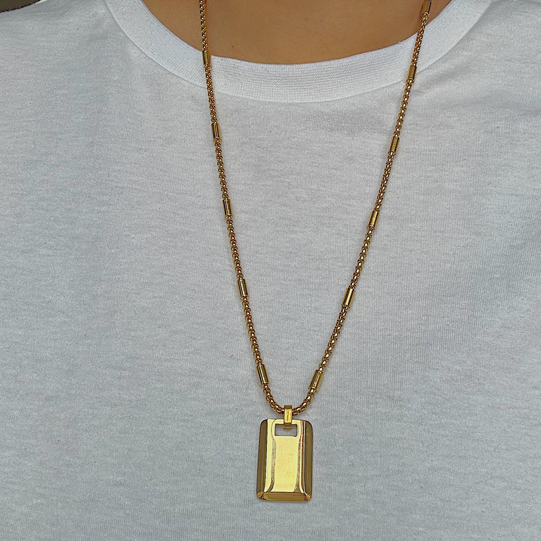 CATHEDRAL. Gold XL Statement ID Tag Necklace